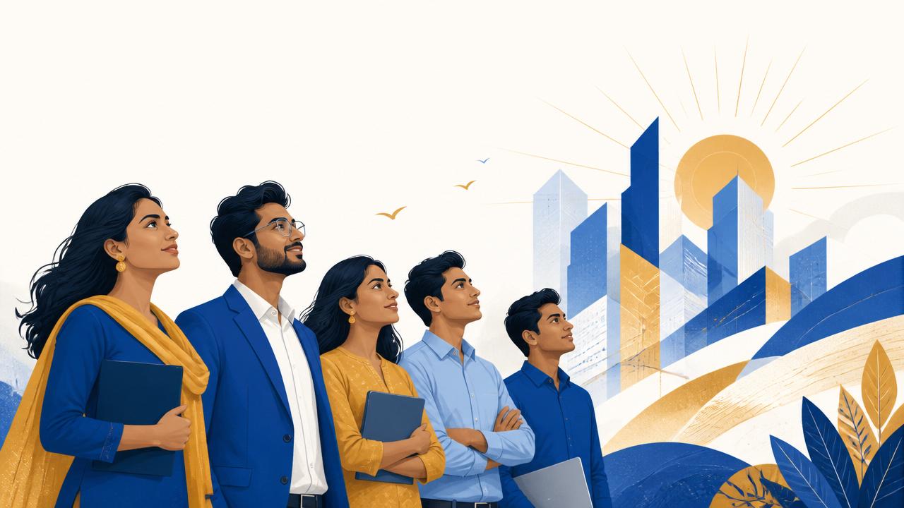 Confident professionals looking toward future career opportunities